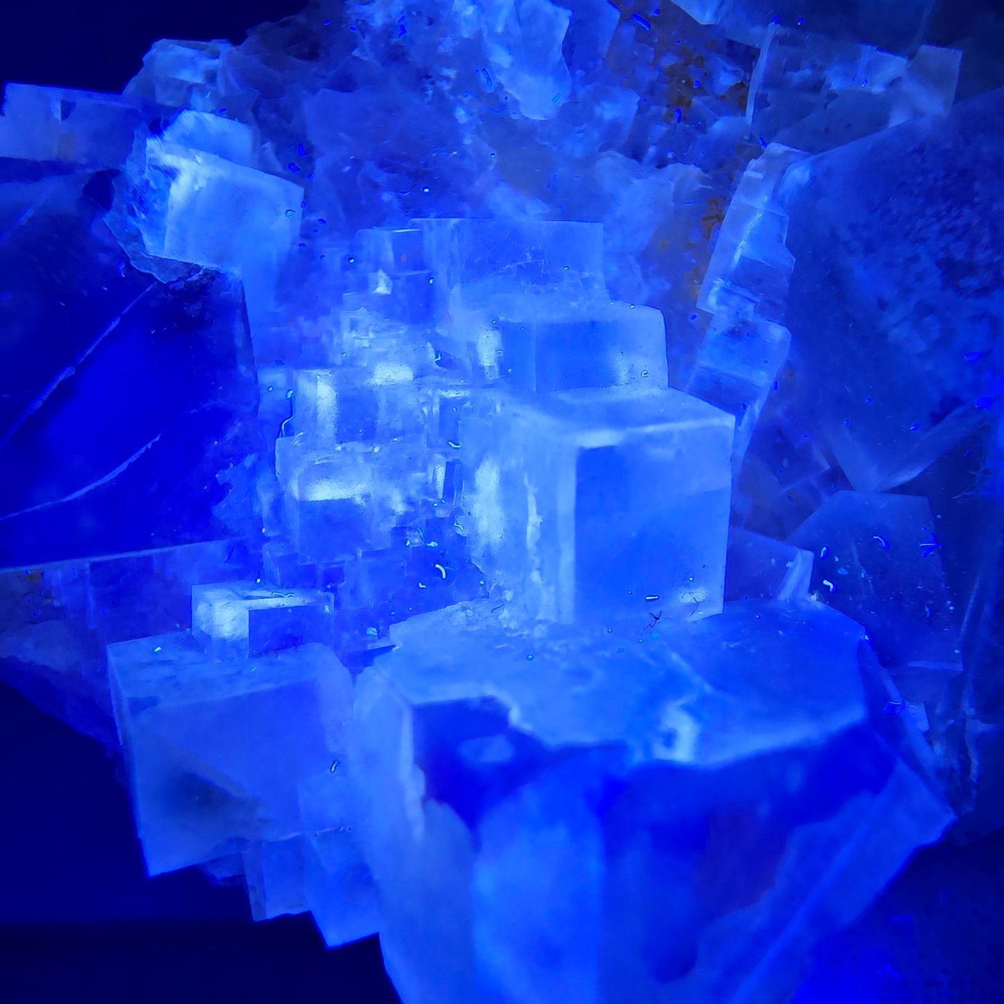Seltene UV Phantom Fluorit Würfel Stufe grün lila Brandberg, Namibia 58*33*20mm