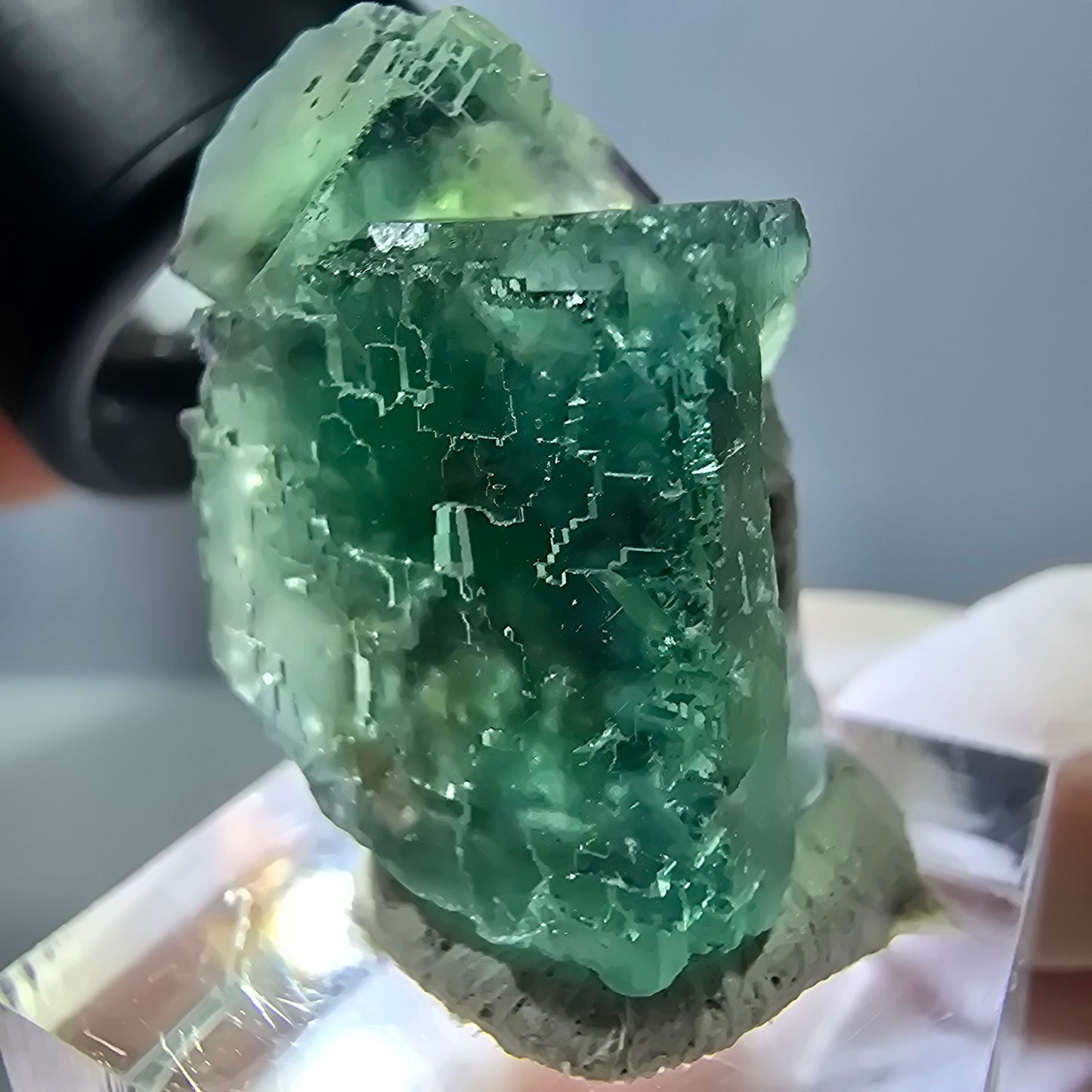 Spécimen de cube de fluorite fantôme, parquet vert Okorusu, Namibie 29 x 22 x 19 mm