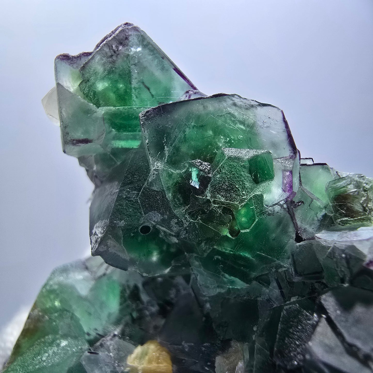 Phantom Fluorit zonal Schörl Rauchquarz Muskovit Hyalit Erongo, Namibia 69*56*40mm