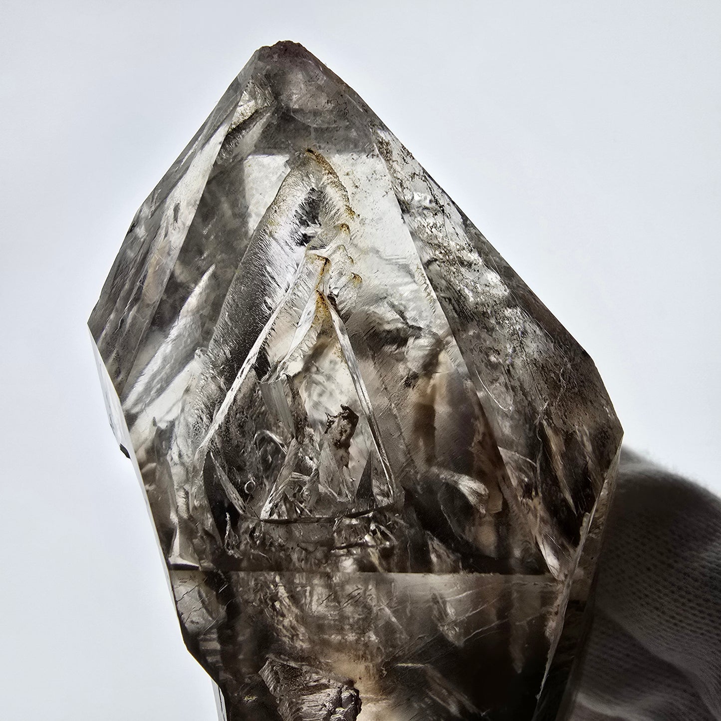 Sceptre DT Enhydro Skeleton Smoky Quartz 4x Bubble (grand) Valentine Pocket Namibie 106*53*46mm