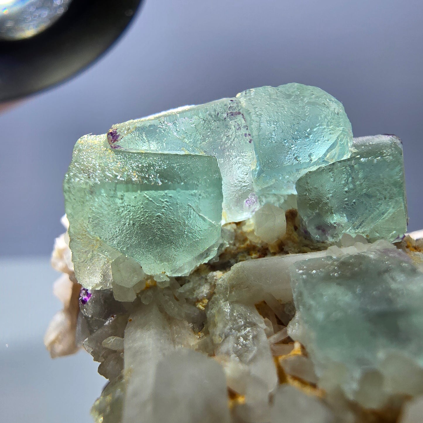 Rare cube de fluorite fantôme, spécimen de quartz vert Brandberg, Namibie, 57 x 33 x 37 mm