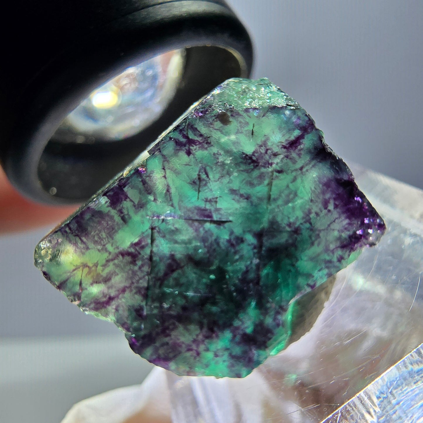 Phantom Fluorite cube parquetted, green purple Okorusu, Namibia 20*20*18mm