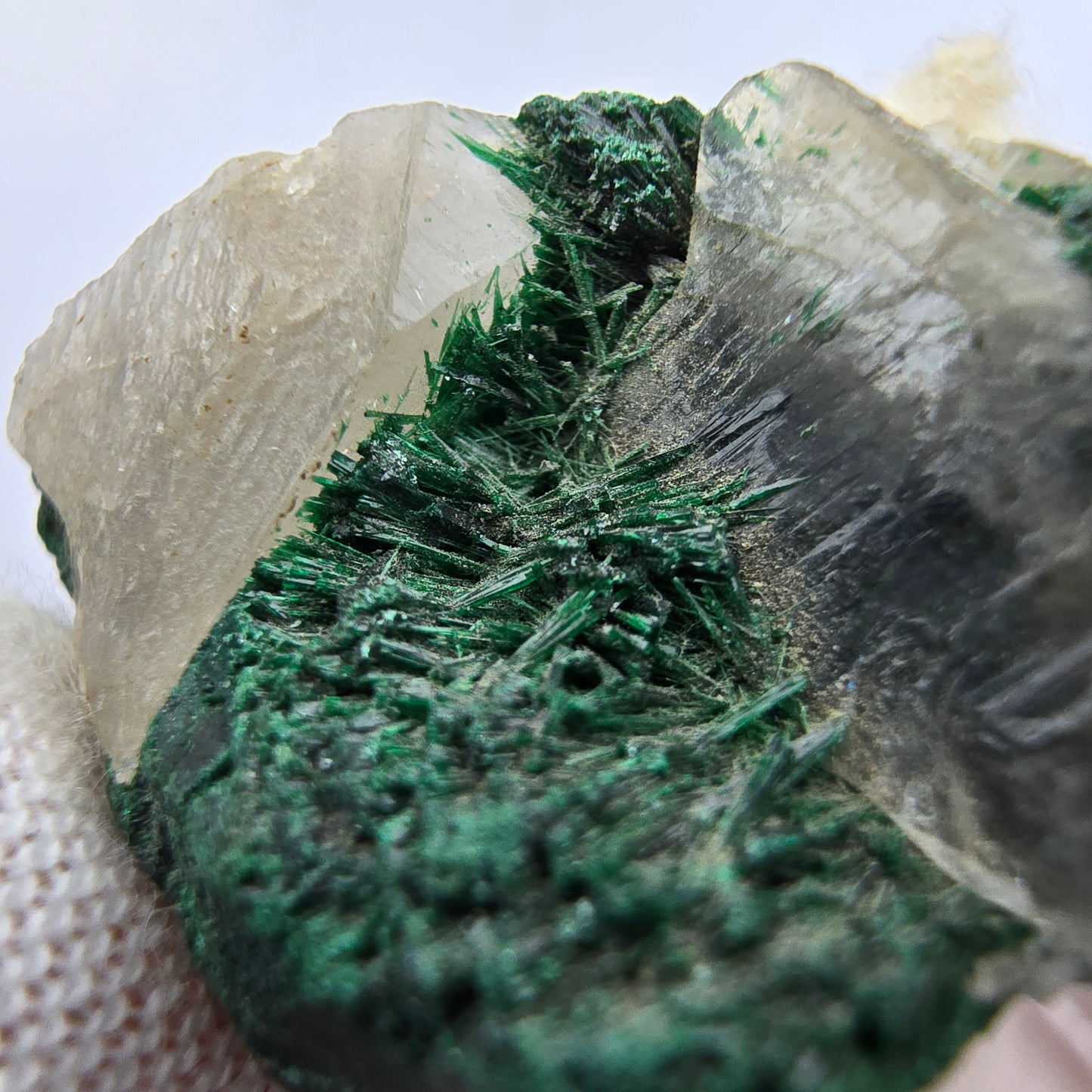 Rare Malachite on Quartz Specimen Kaokoveld, Namibia 26*19*13mm Collection