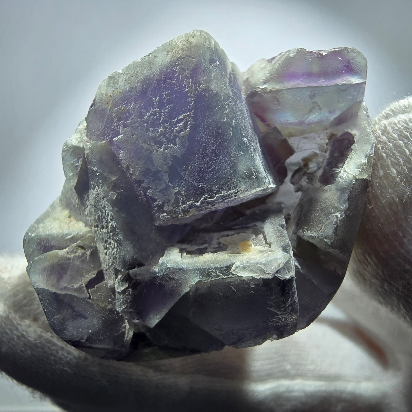 Cube de fluorite fantôme, spécimen de quartz vert violet, omégane, Namibie, 48 x 38 x 29 mm