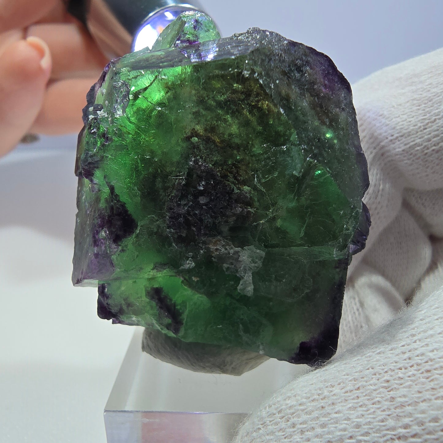 Spécimen de cube de fluorite fantôme parqueté zonal Okorusu, Namibie 46*42*27mm