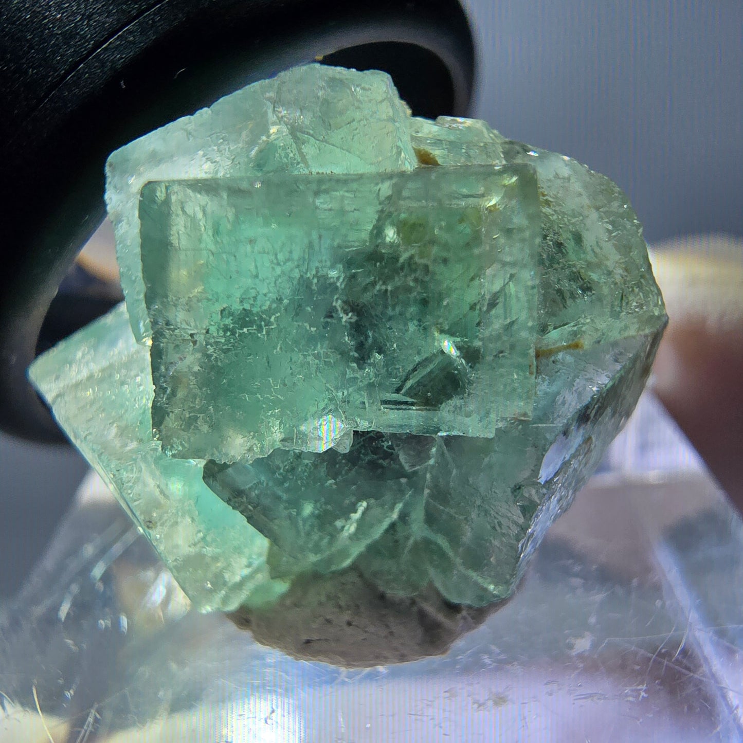 Phantom Fluorit Würfel Stufe, grün parkettiert Okorusu, Namibia 23*20*16mm
