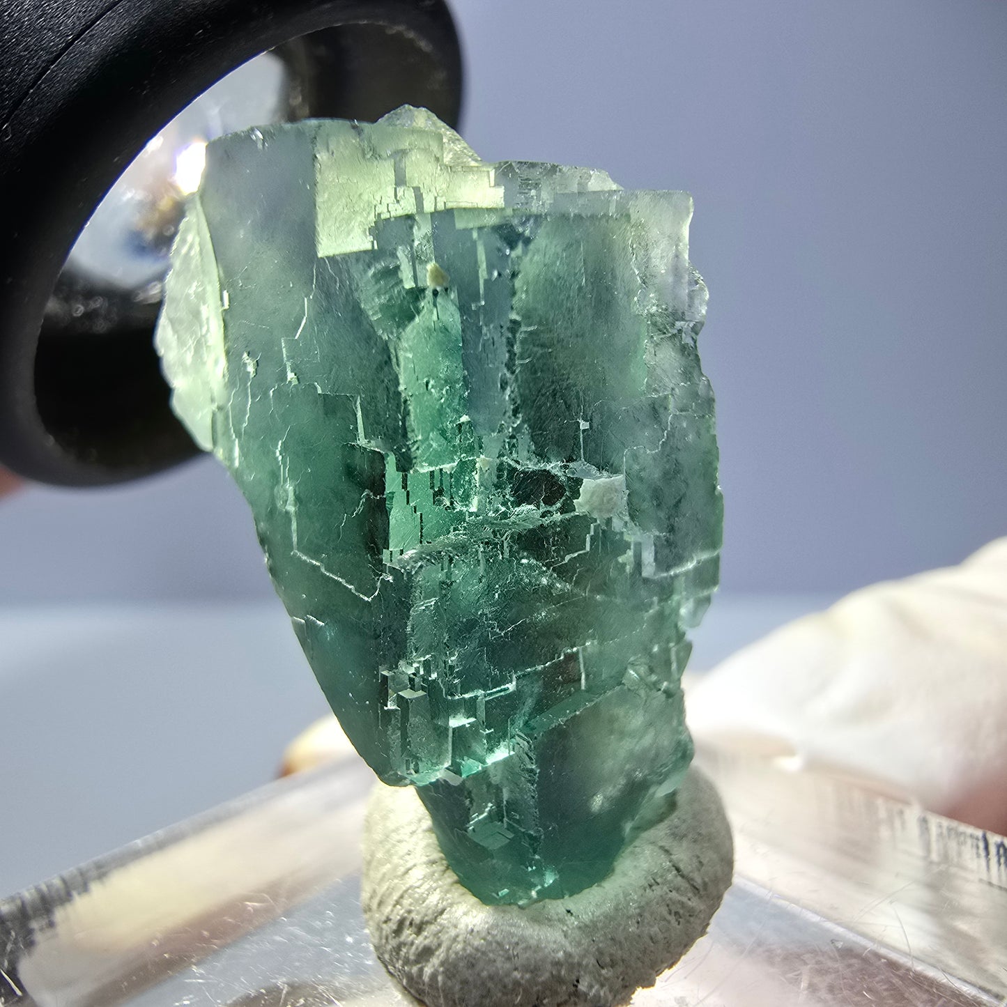 Klarer Phantom Fluorit Würfel parkettiert, grün Okorusu, Namibia 26*19*16mm