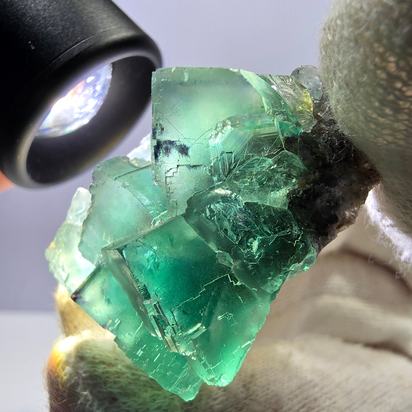 Rare spécimen de cube de fluorite fantôme, parqueté vert Okorusu, Namibie, 39 x 33 x 23 mm
