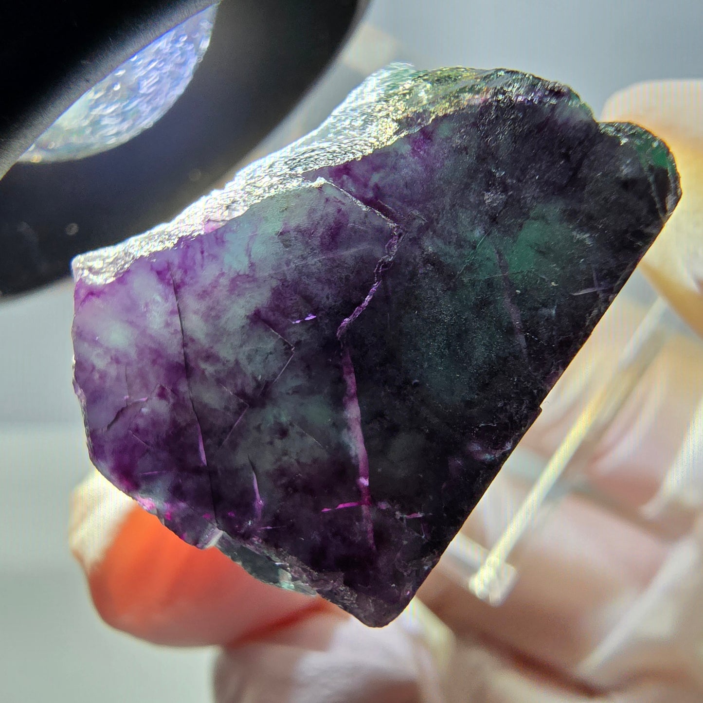 Phantom Fluorit Würfel Stufe, parkettiert grün lila Okorusu, Namibia 22*21*20mm