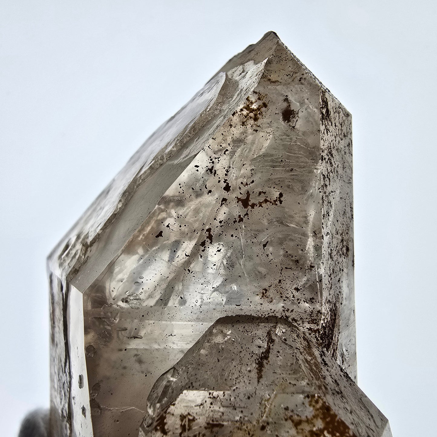 Sceptre de fenêtre Enhydro en quartz fumé, grande bulle, poche Saint-Valentin, Namibie, 88 x 64 x 36 mm