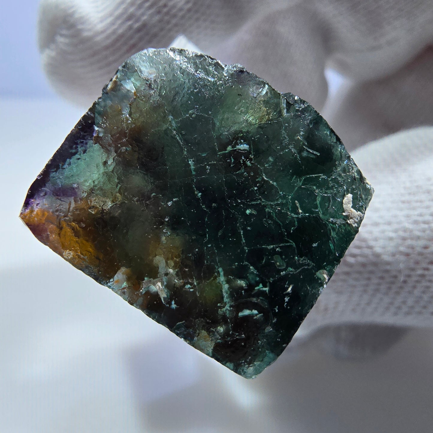 Klare Phantom Fluorit Würfel Stufe zonal grün lila braun Okorusu, Namibia 31*20*19mm