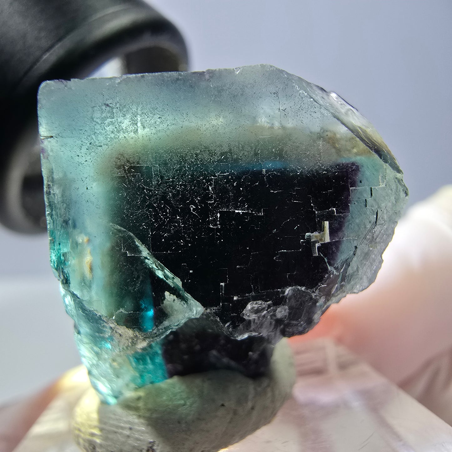 Phantom Fluorite cube parquetted, green purple Okorusu, Namibia 27*22*21mm