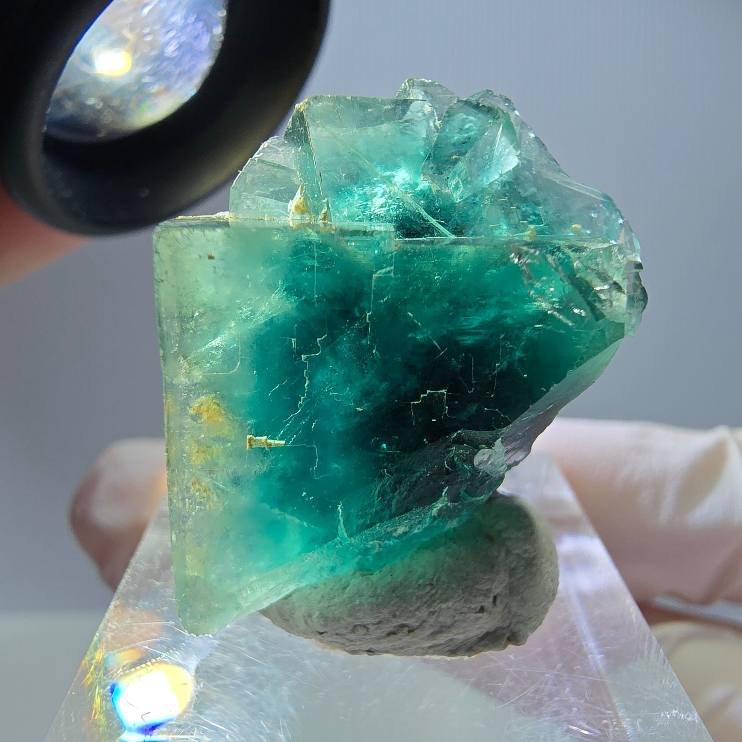 Phantom Fluorit Würfel Stufe, grün parkettiert Okorusu, Namibia 27*23*16mm