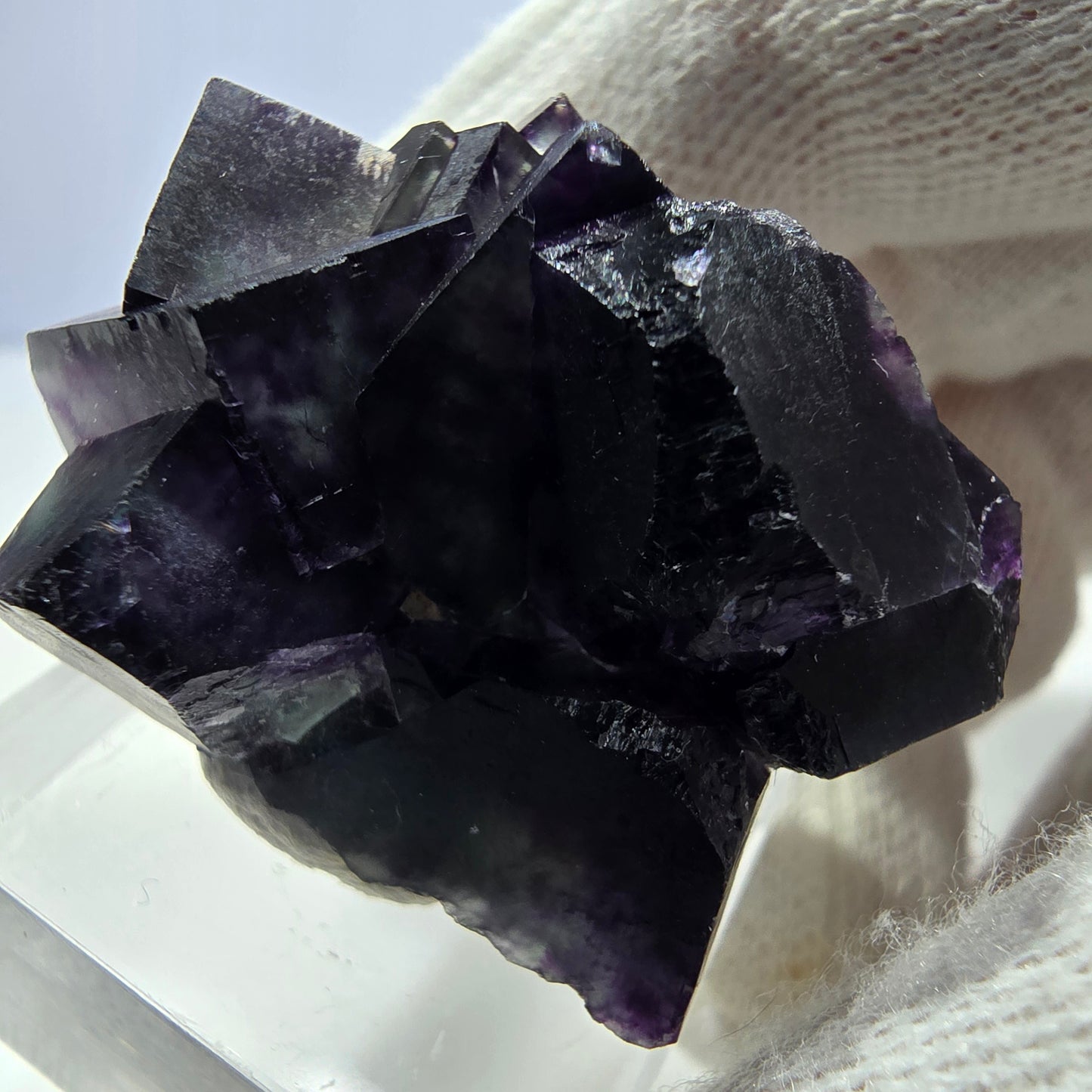 Klare Phantom Fluorit Würfel Stufe zonal grün lila Okorusu, Namibia 37*31*24mm