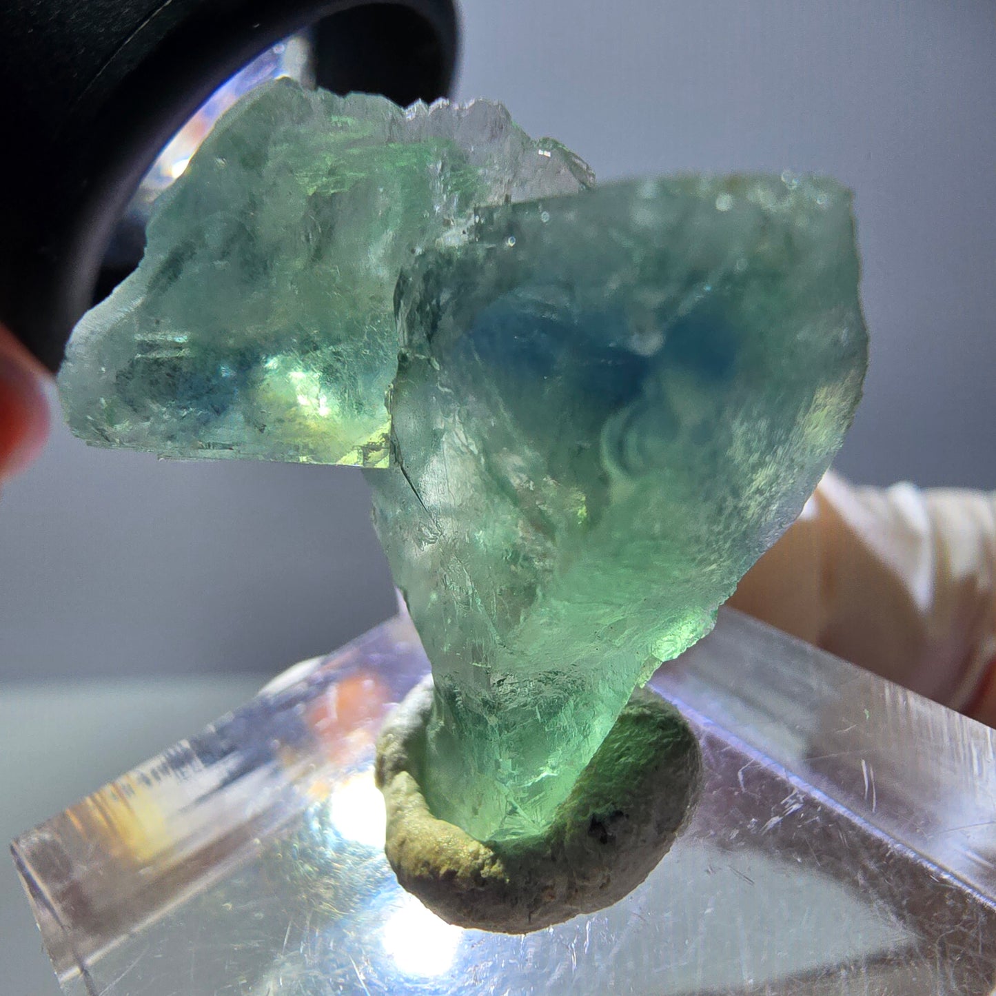 Phantom Fluorit Würfel Stufe, grün parkettiert Okorusu, Namibia 24*23*13mm