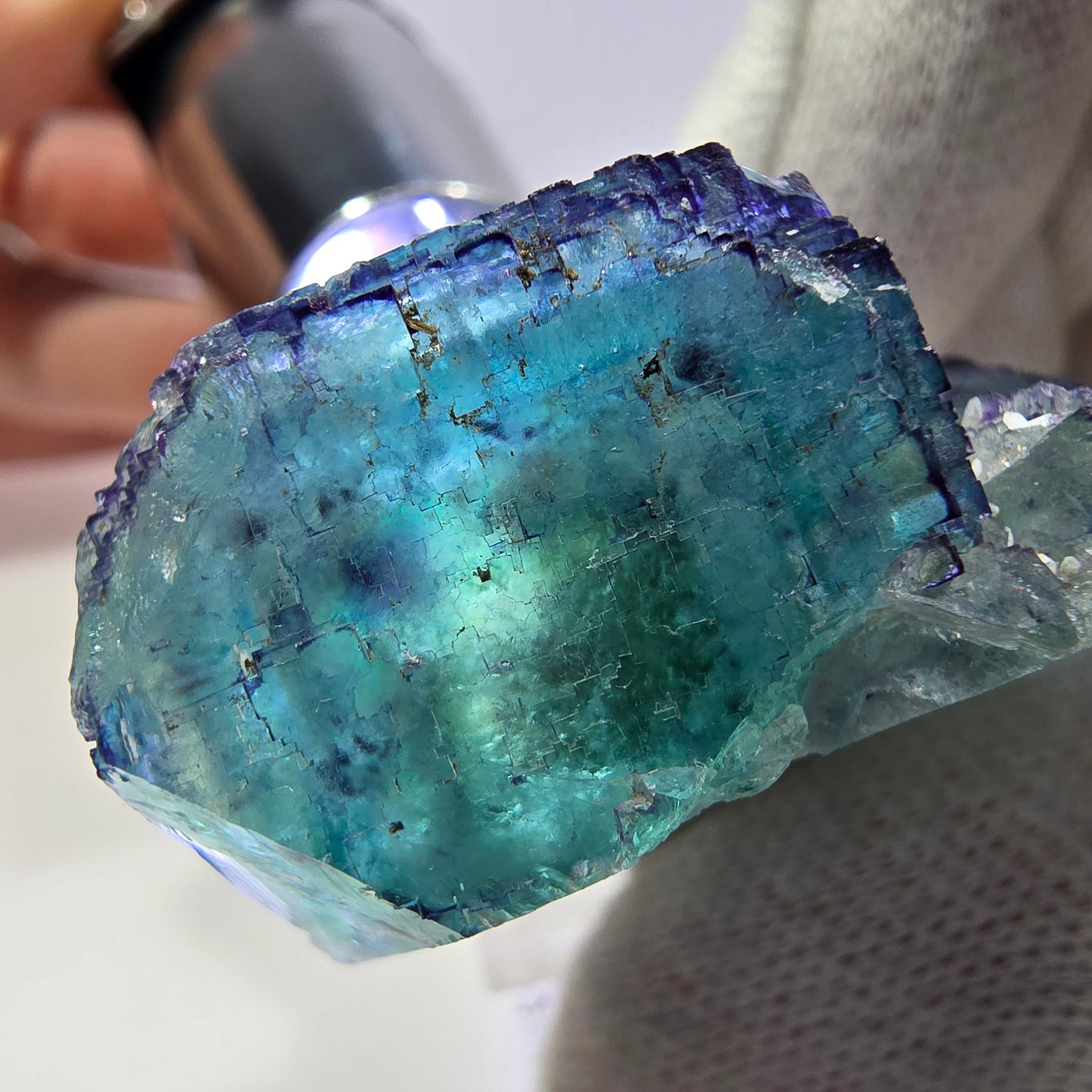 Spécimen de cube de fluorite fantôme parqueté zonal Okorusu, Namibie 39*31*19 mm