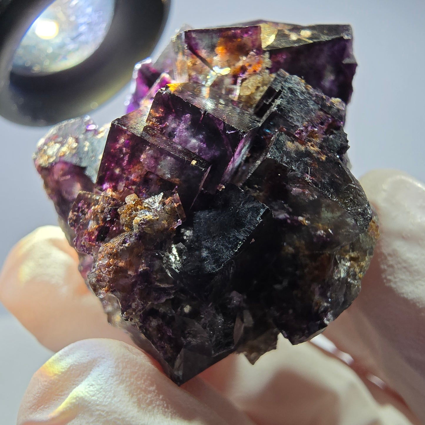 Rare spécimen de cube de fluorite fantôme, vert-violet, Okorusu, Namibie, 41 x 34 x 24 mm