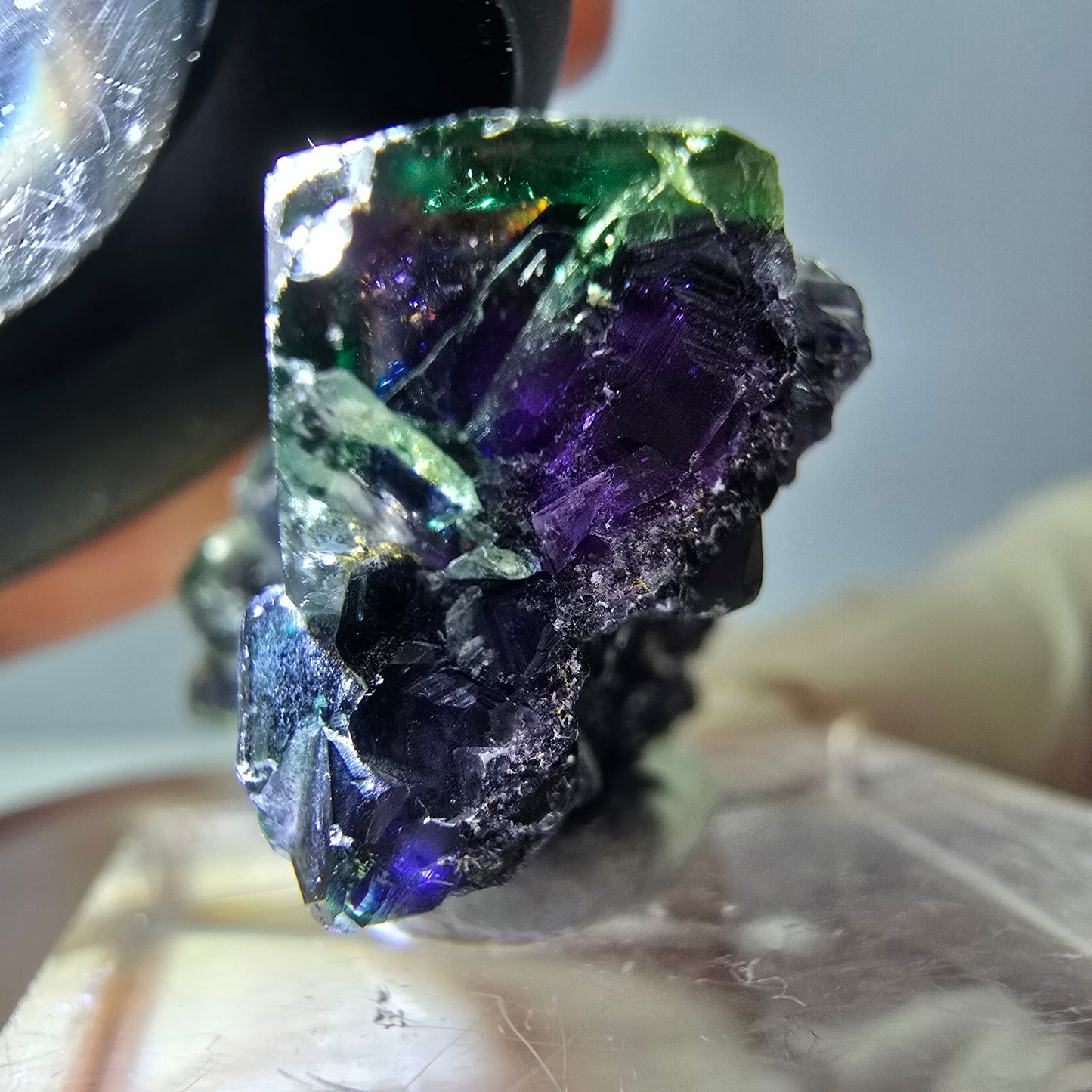 Phantom Fluorit Würfel Stufe, grün lila Okorusu, Namibia 24*19*16mm