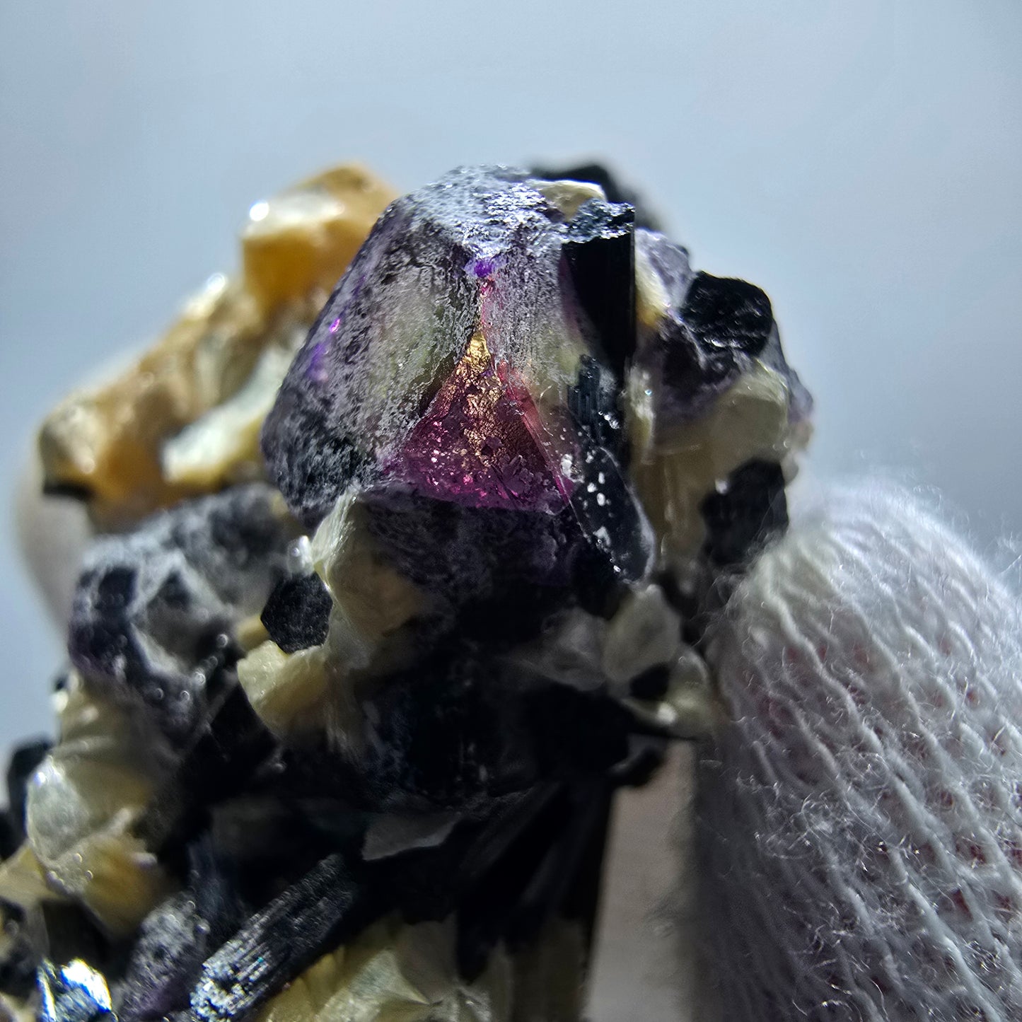 Colorful Phantom Fluorite Cubes Muscovite Schorl Tourmaline Erongo, Namibia 39*26*21mm