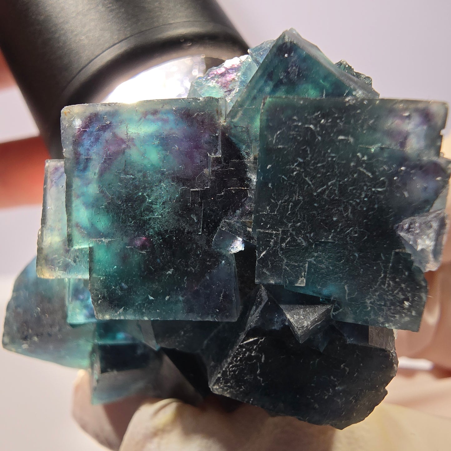 Rare spécimen de cube de fluorite fantôme, poche papillon, Okorusu, Namibie, 51 x 39 x 24 mm