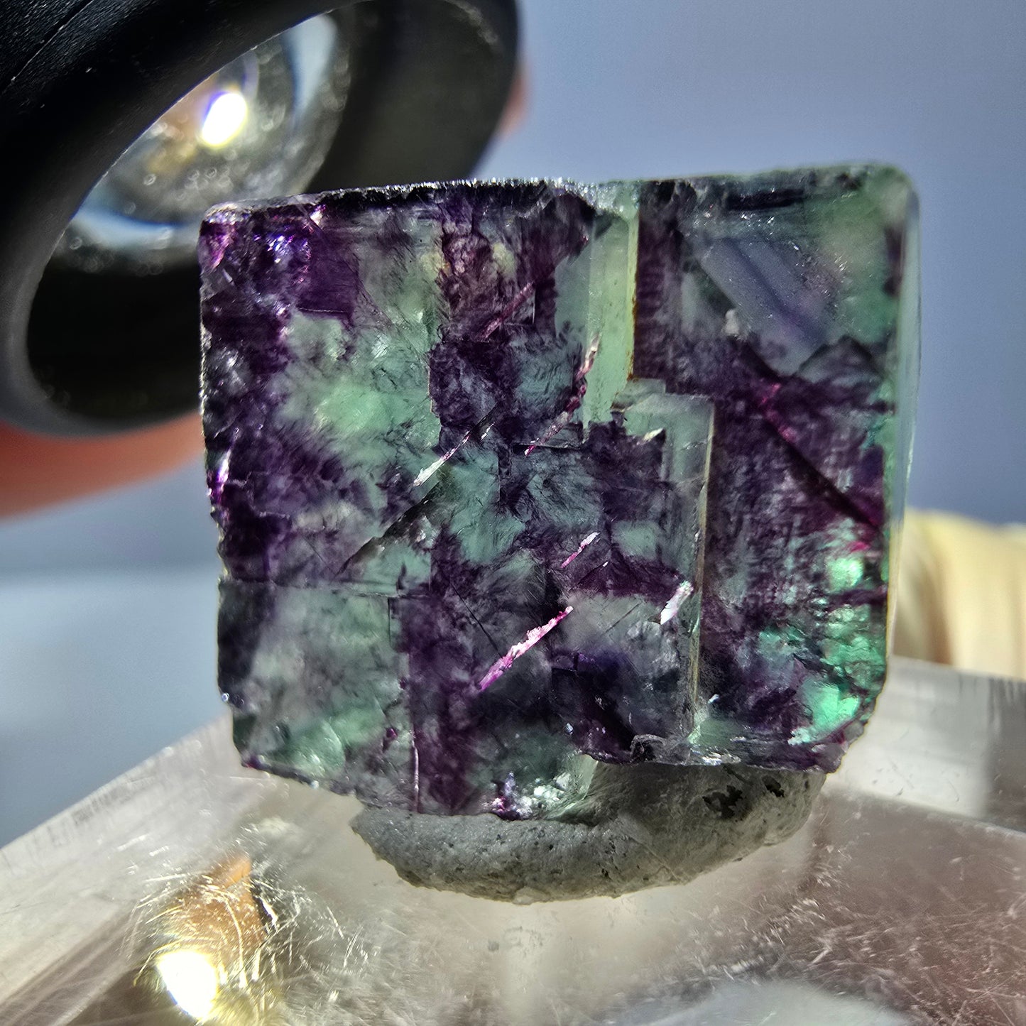 Phantom Fluorit Würfel parkettiert, grün lila Okorusu, Namibia 19*17*9mm