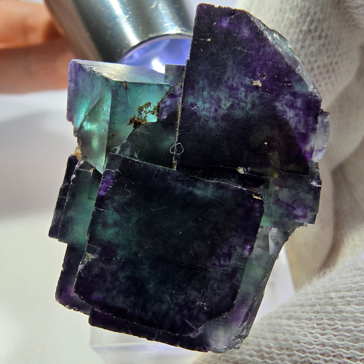 Klare Phantom Fluorit Würfel Stufe zonal grün lila Okorusu, Namibia 33*28*26mm