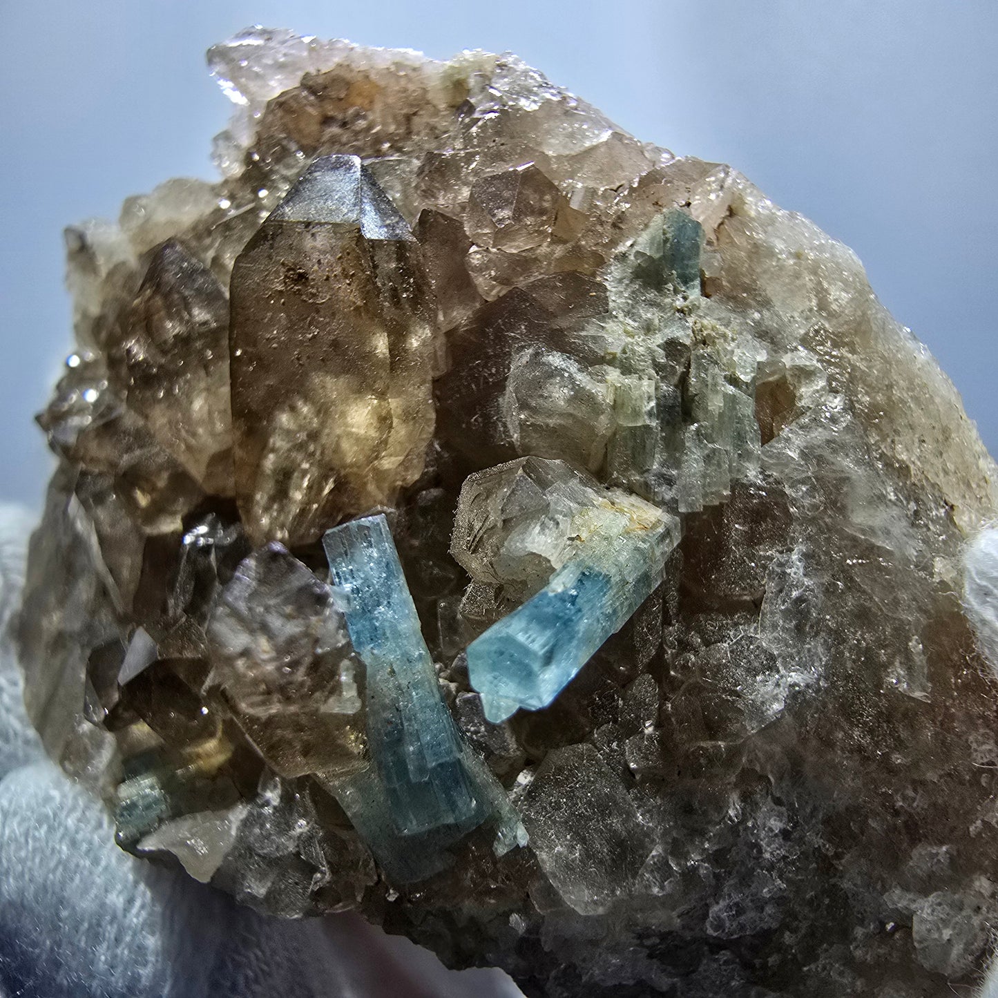 Seltene Aquamarin XX, Rauchquarz Stufe Erongo, Namibia 59*40*33mm