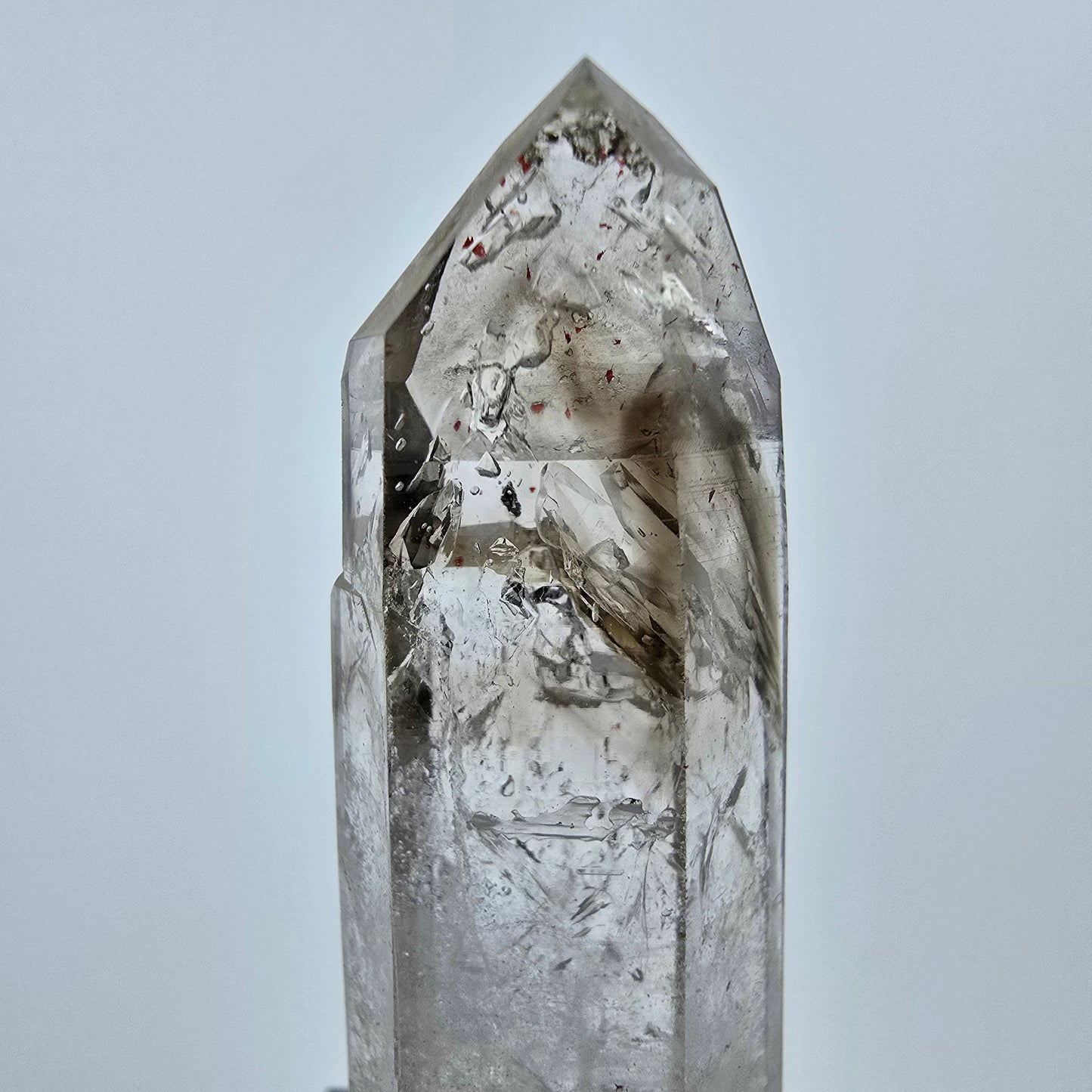 Enhydro Phantom Rauchquarz Lemurian Quarz, 4x Blase Goboboseb Namibia 48*16*11mm
