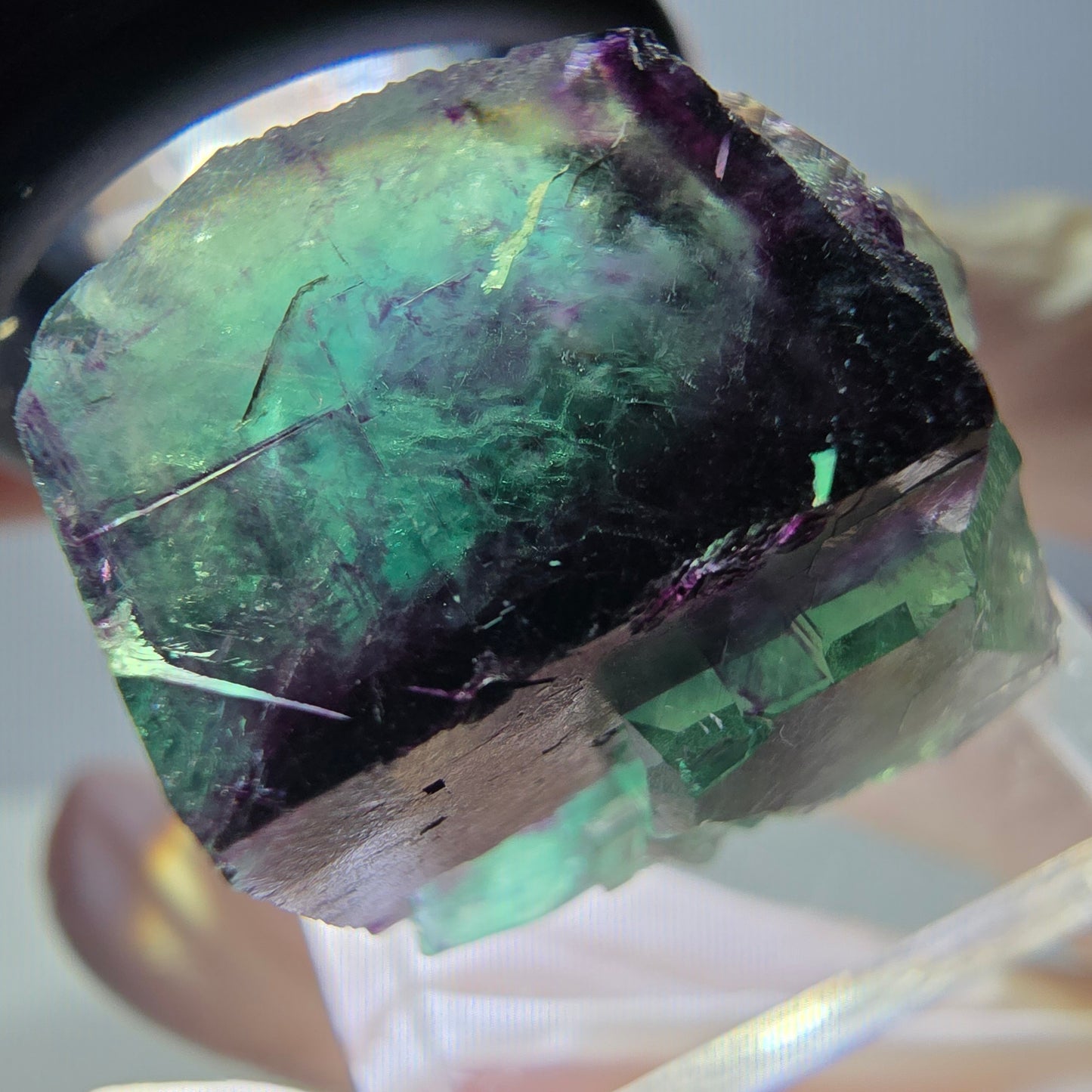 Phantom Fluorit Würfel Stufe, parkettiert grün lila Okorusu, Namibia 23*23*15mm