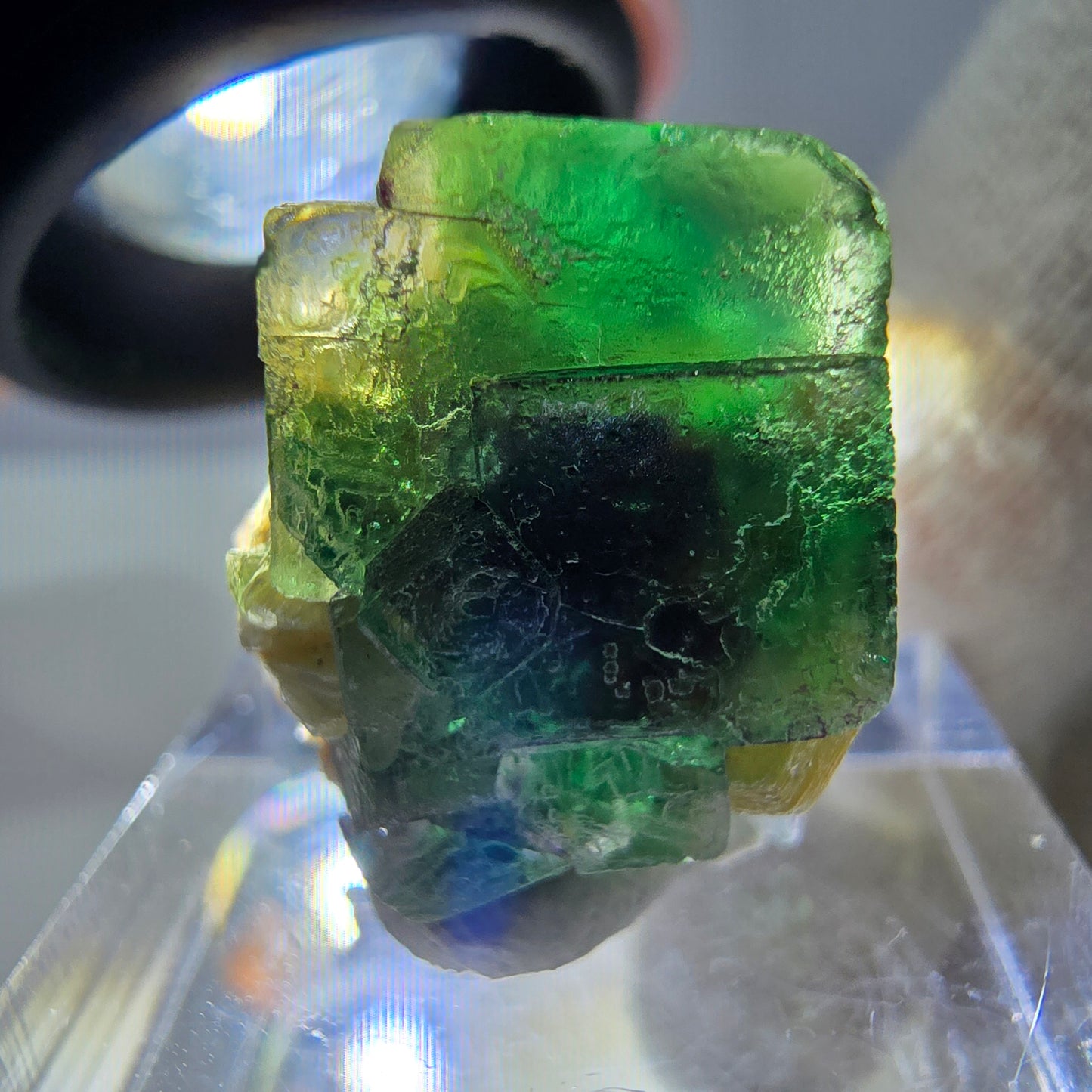 Cube de fluorite fantôme, spécimen de muscovite, Erongo, Namibie, 20 x 16 x 15 mm