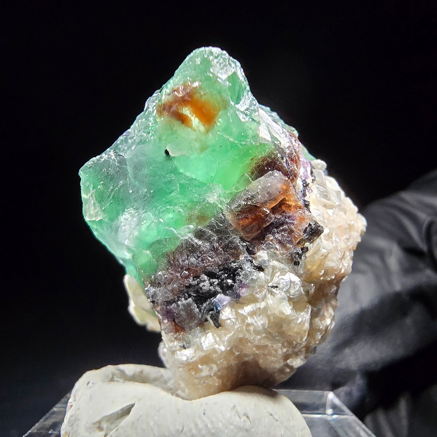 Phantom Fluorit Würfel, Muskovit Stufe Erongo, Namibia 28*22*17mm Sammlung