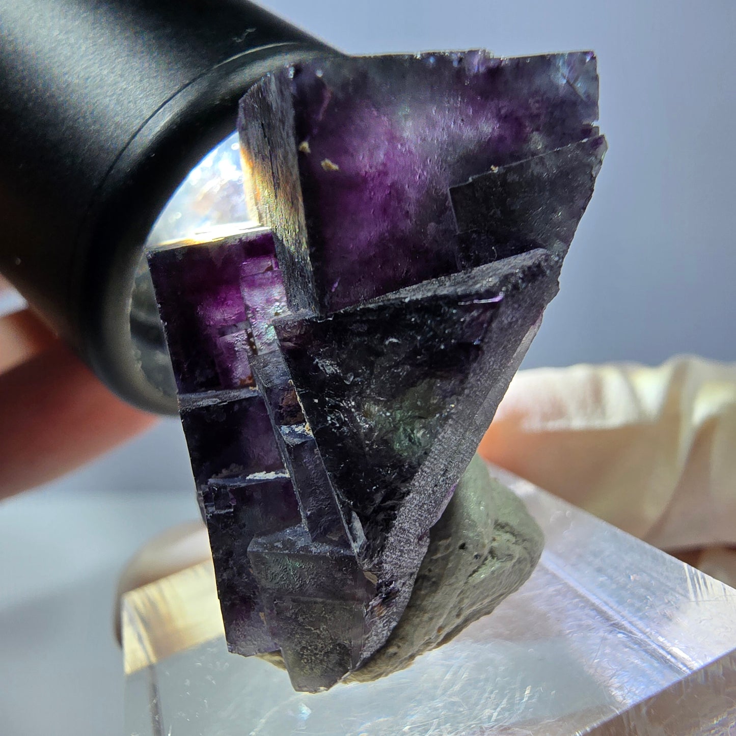 Phantom Fluorit Würfel Stufe, grün lila Okorusu, Namibia 33*24*18mm