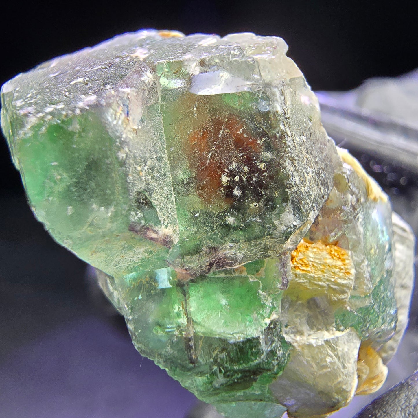 Seltene Phantom Fluorit Würfel, Muskovit Stufe 31*23*17mm aus Erongo, Namibia