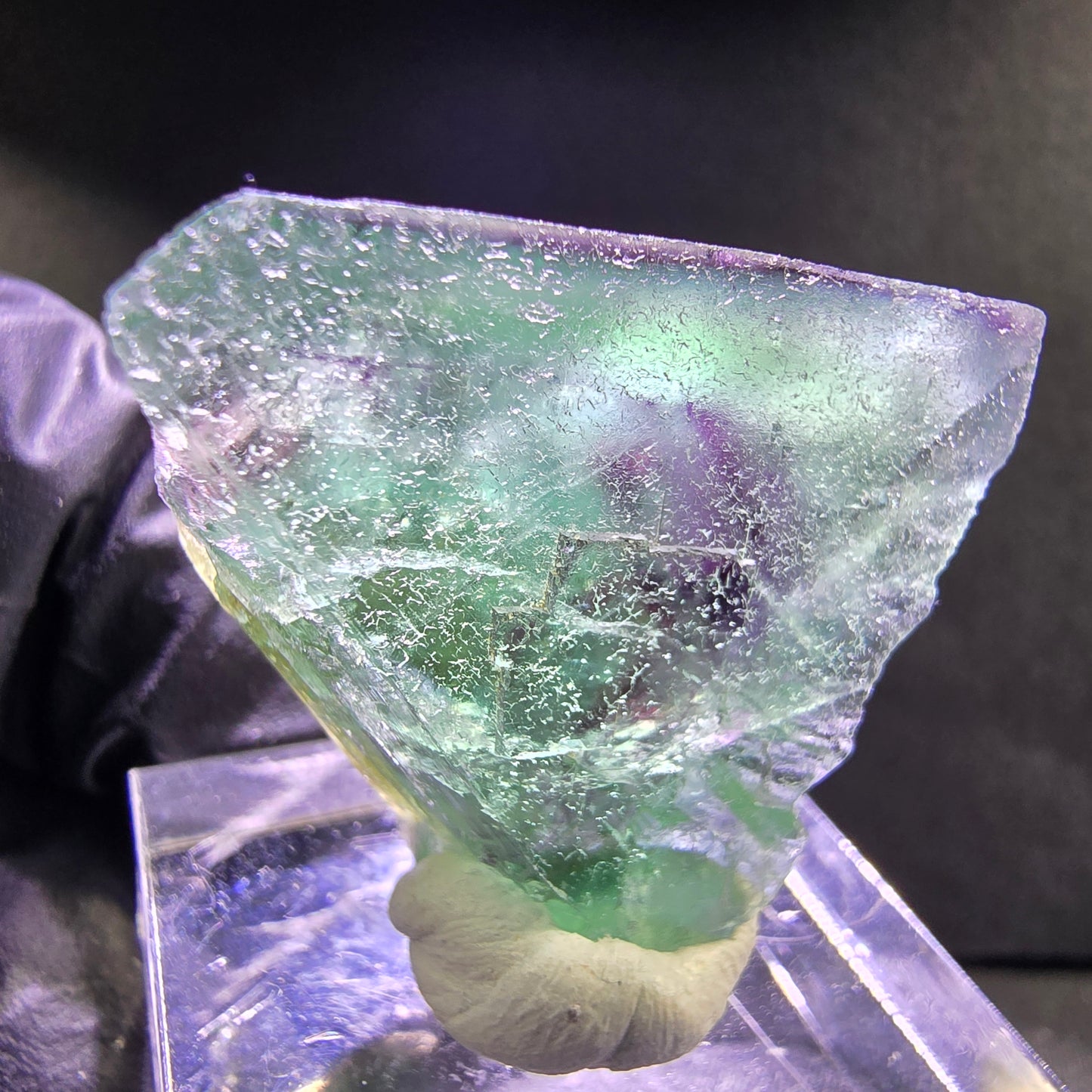 Seltener Phantom Fluorit Würfel grün lila 30*25*16mm Okorusu, Namibia Sammlung