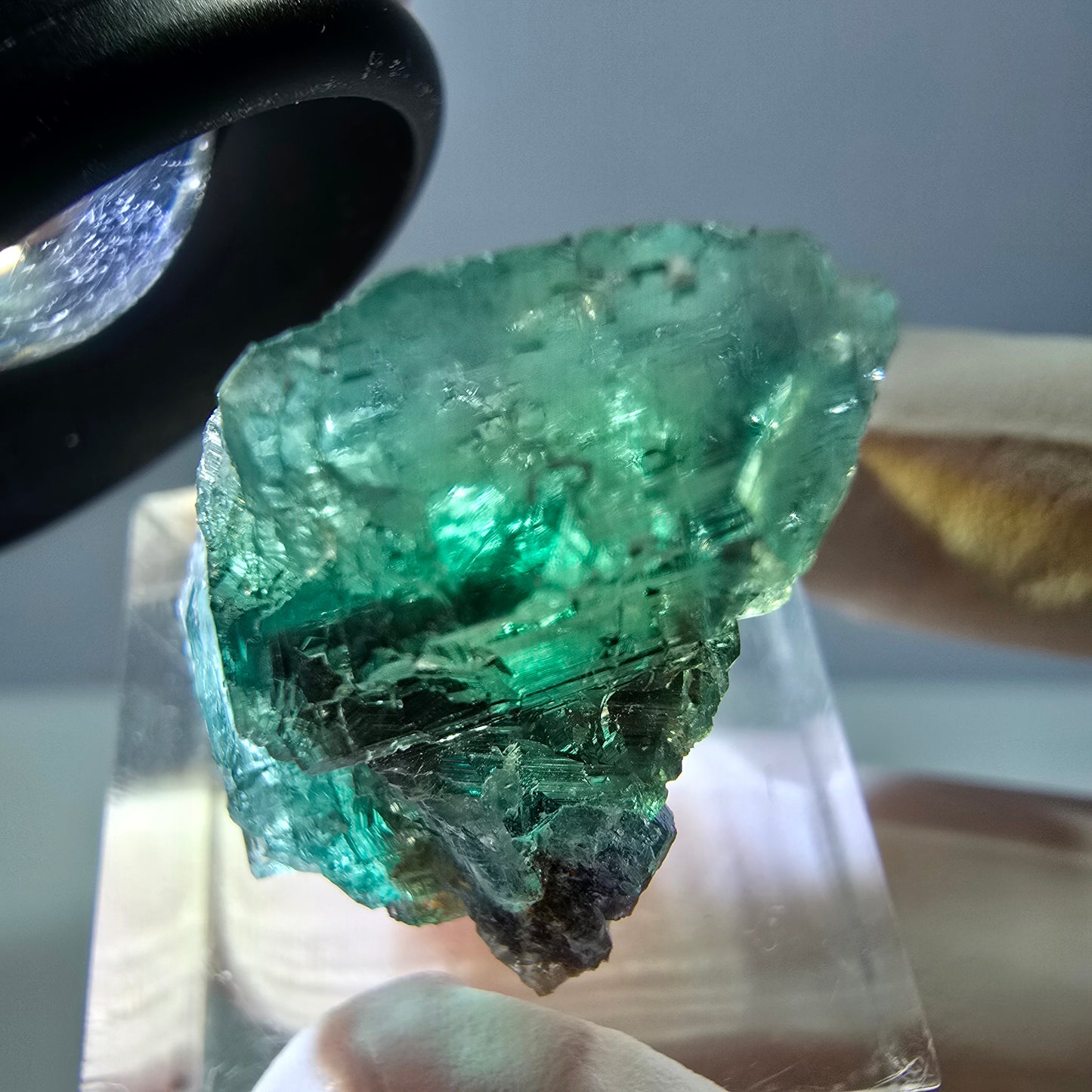 Phantom Fluorit Würfel Stufe, grün parkettiert Okorusu, Namibia 21*20*17mm