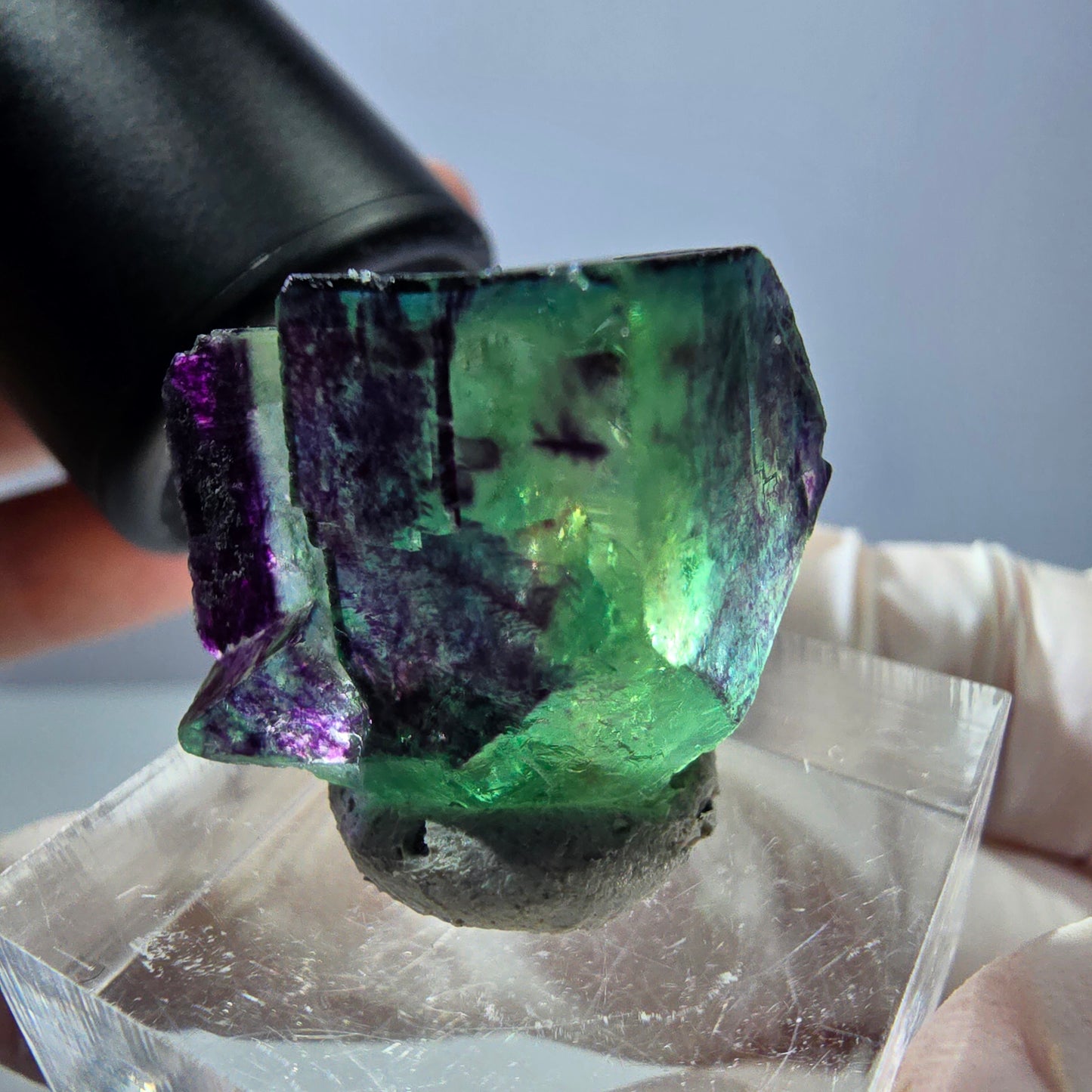 Phantom Fluorit Würfel Stufe grün lila zonal 11:11 Angel Pocket, Namibia 24*21*19mm