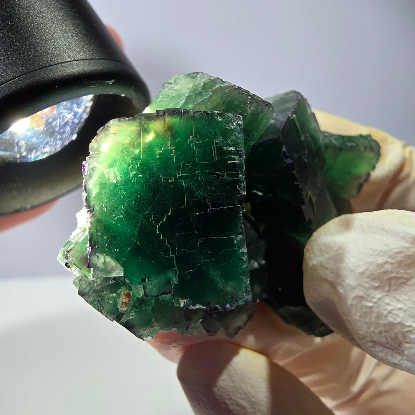 Spécimen de cube de fluorite fantôme, parqueté, zonal Okorusu, Namibie 51*38*29mm