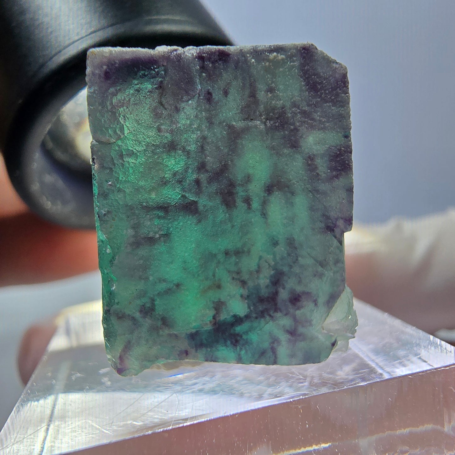 Phantom Fluorit Würfel Stufe, grün lila Okorusu, Namibia 25*21*16mm