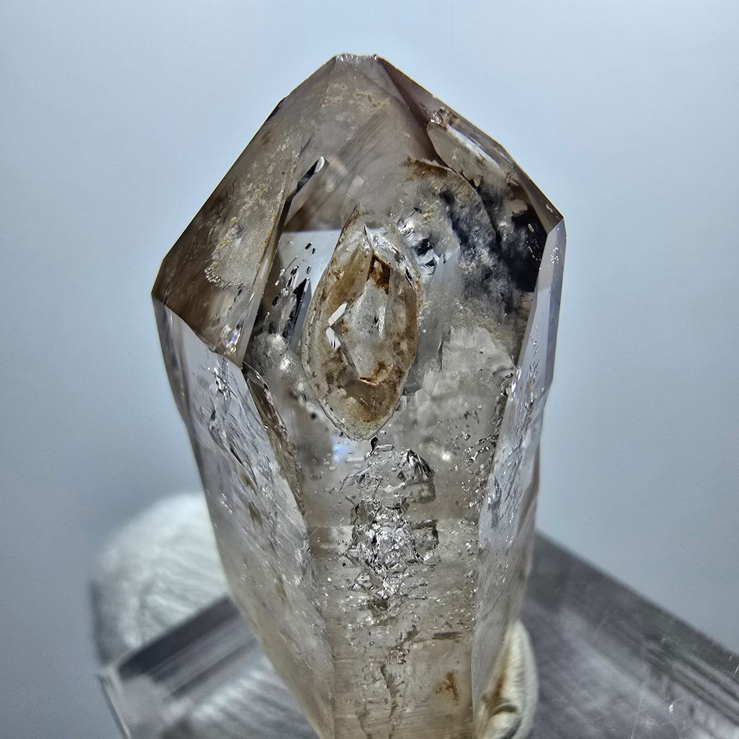 Enhydro Phantom Smoky Quartz Scepter, 1x Bubble Goboboseb, Namibia 33*22*14mm