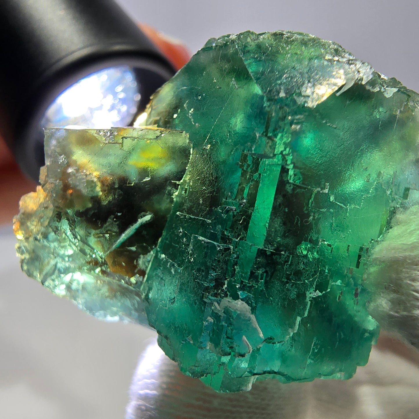 Rare spécimen de cube de fluorite fantôme, parqueté vert Okorusu, Namibie, 41 x 31 x 32 mm