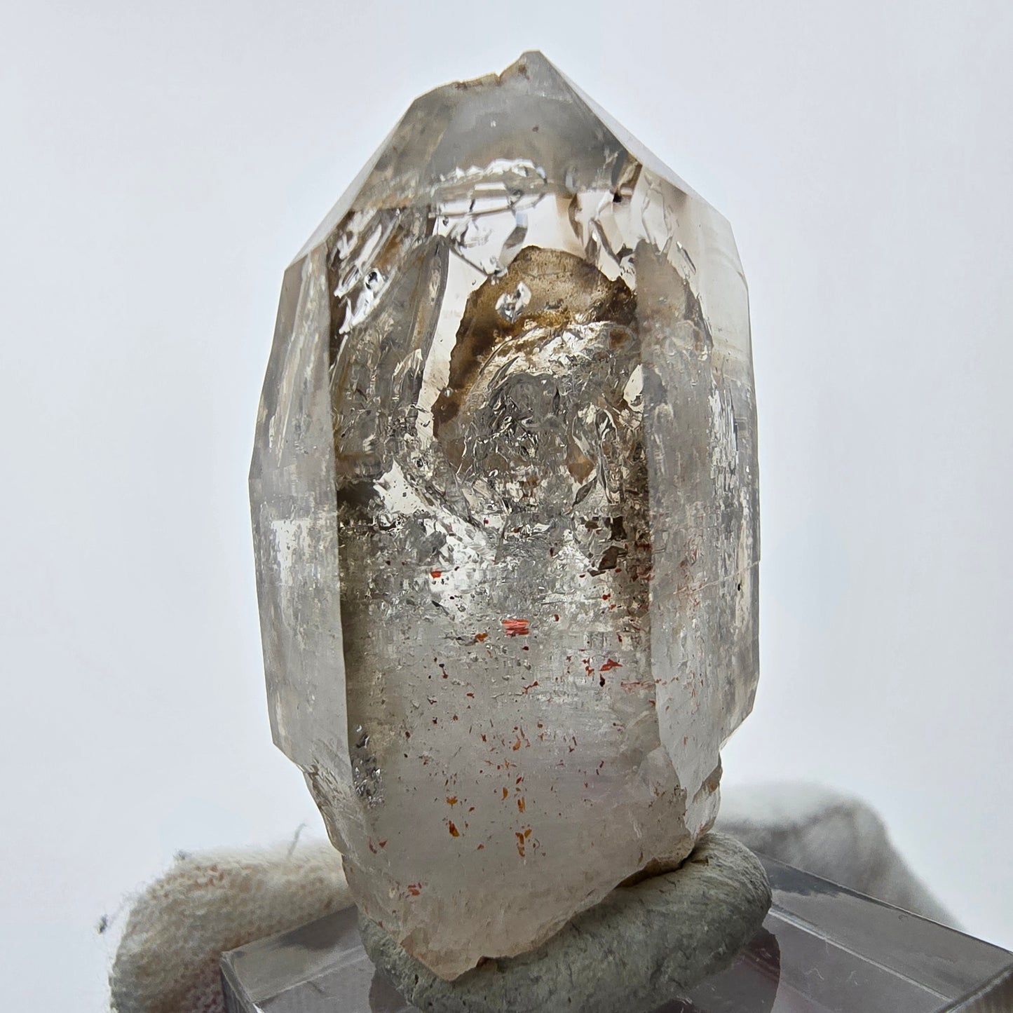 Enhydro Phantom Smoky Quartz Sceptre Tip 1x Bubble Goboboseb, Namibie 42*25*21mm