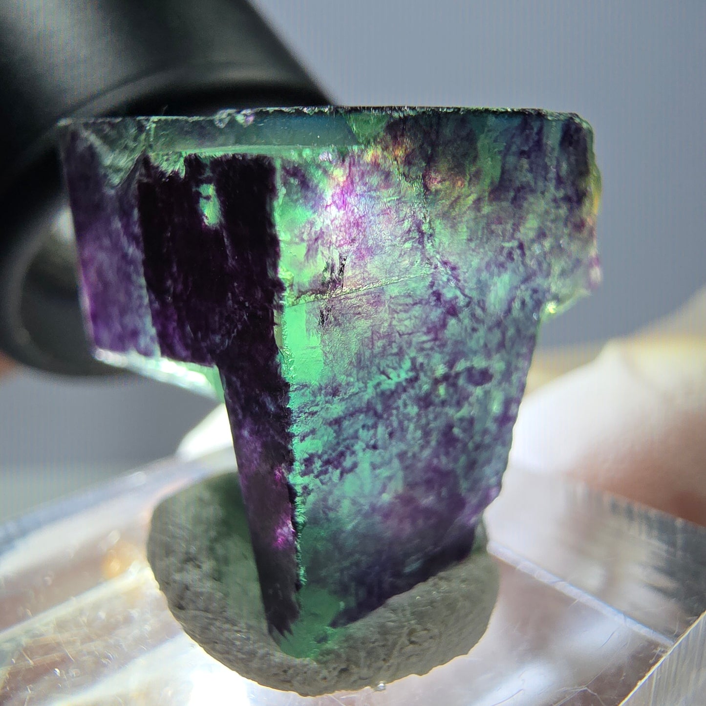 Phantom Fluorit Würfel Stufe grün lila zonal 11:11 Angel Pocket, Namibia 19*19*19mm