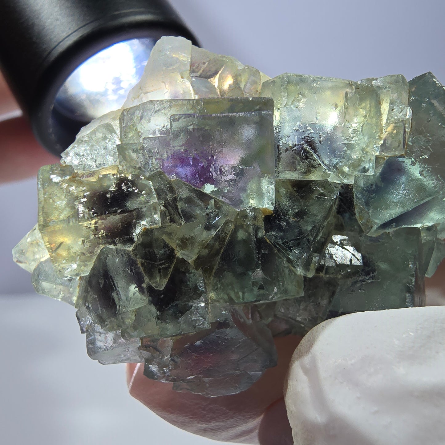 Spécimen de cube de fluorite fantôme, parqueté vert violet Okorusu, Namibie 49*34*13 mm