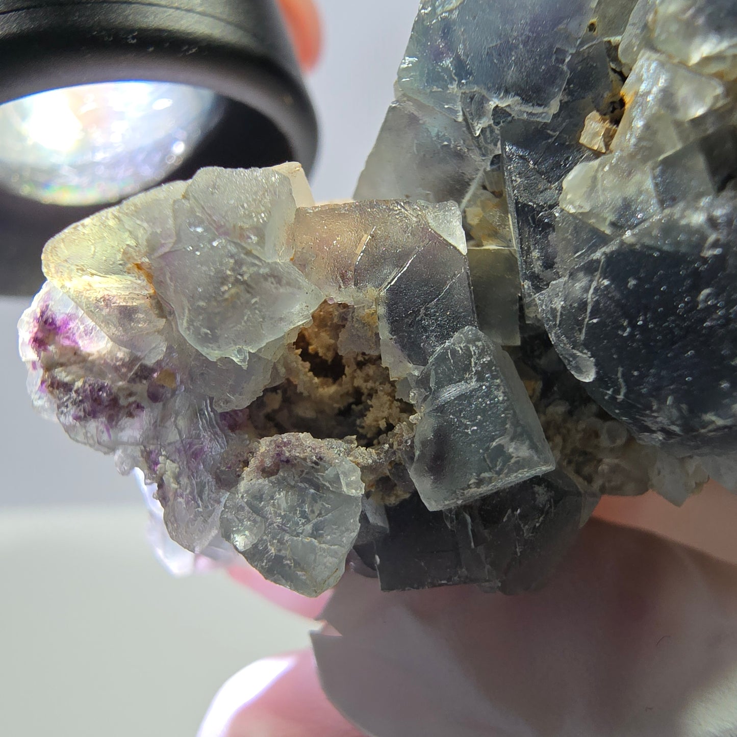 Cube de fluorite fantôme, spécimen de quartz vert violet, Okorusu, Namibie, 43 x 32 x 20 mm