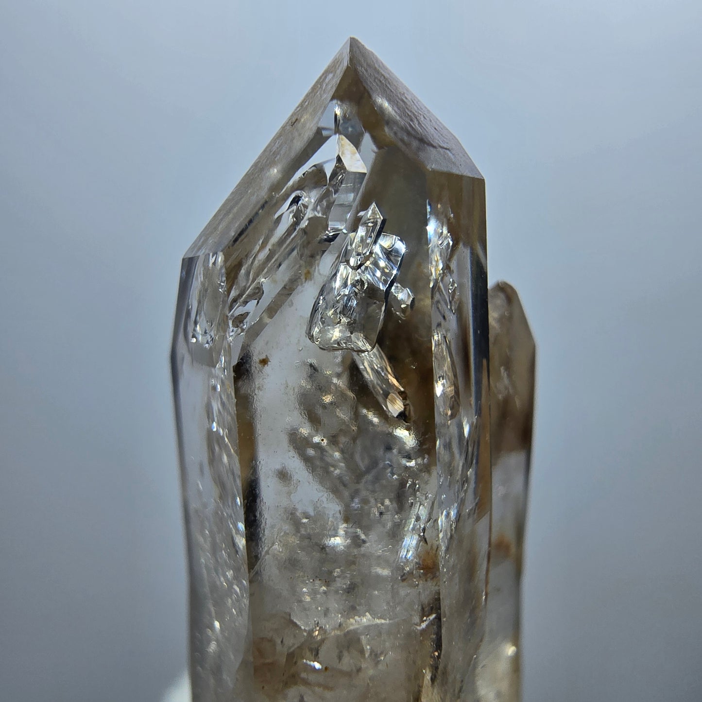 Enhydro Phantom Smoky Quartz Scepter, 1x Bubble Goboboseb, Namibia 44*13*13mm