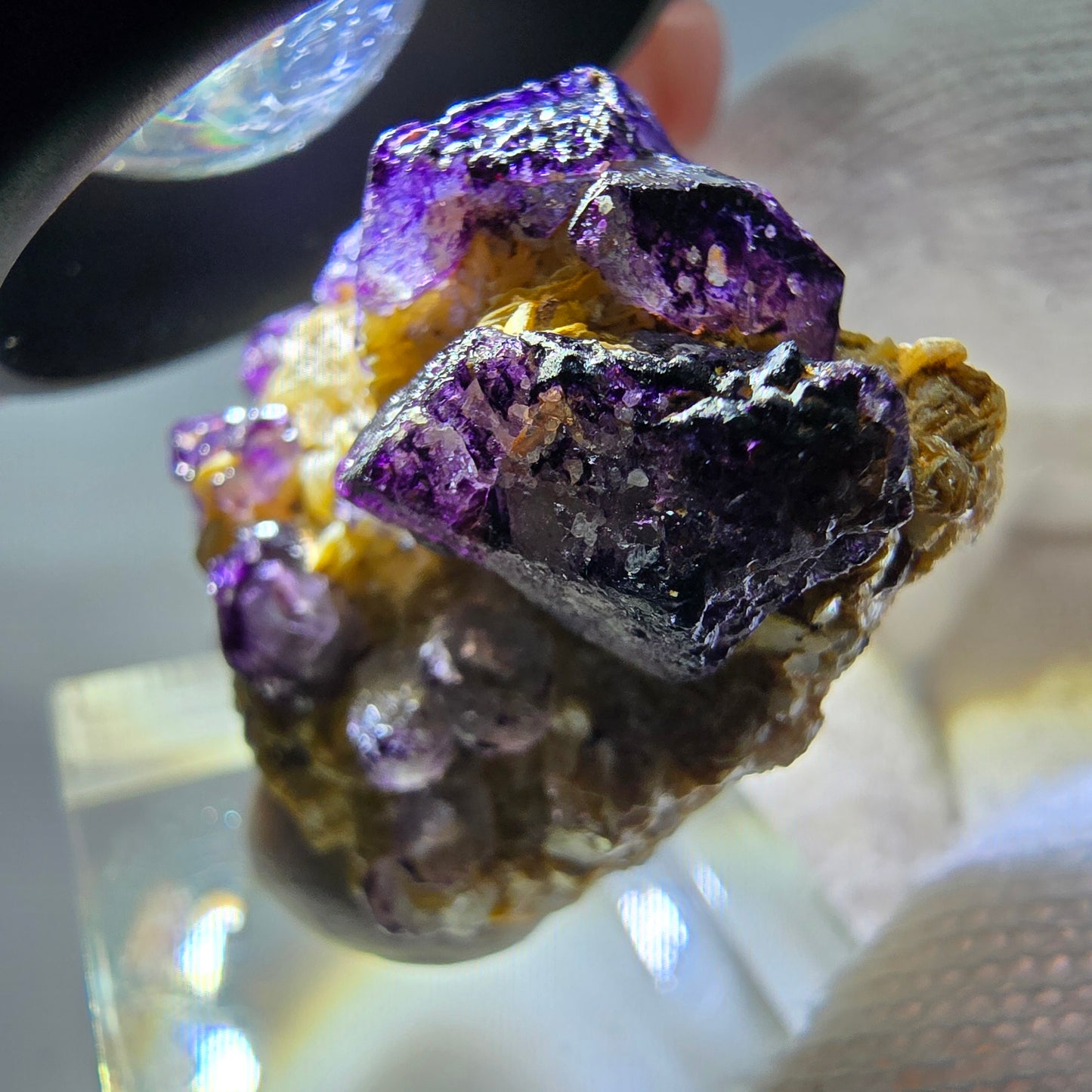 Cube de fluorite fantôme zonal, spécimen de muscovite, Erongo, Namibie, 35 x 26 x 13 mm