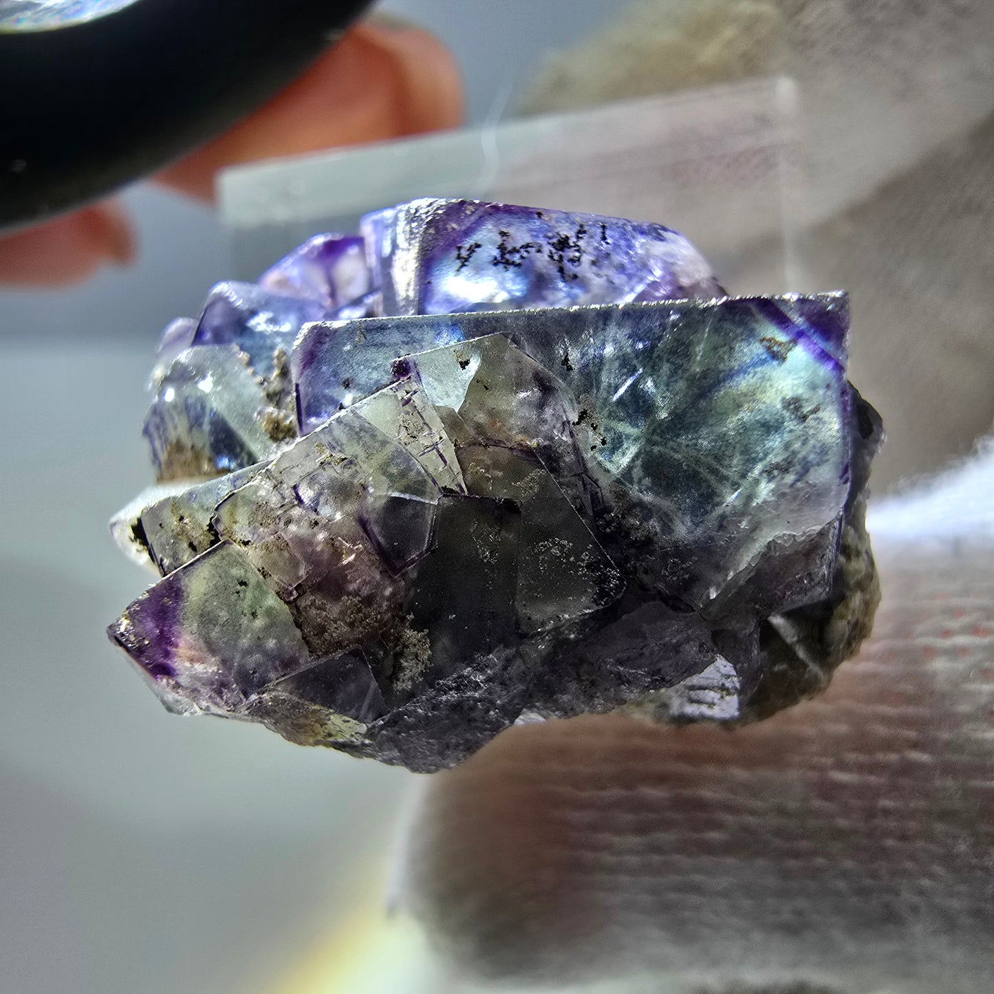 Cube de fluorite fantôme zonal, spécimen d'orthose, Erongo, Namibie, 27 x 26 x 18 mm