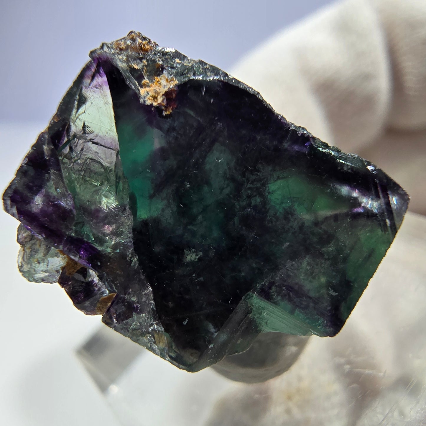 Clear Phantom Fluorite Cube Specimen zonal green purple Okorusu, Namibia 24*23*14mm