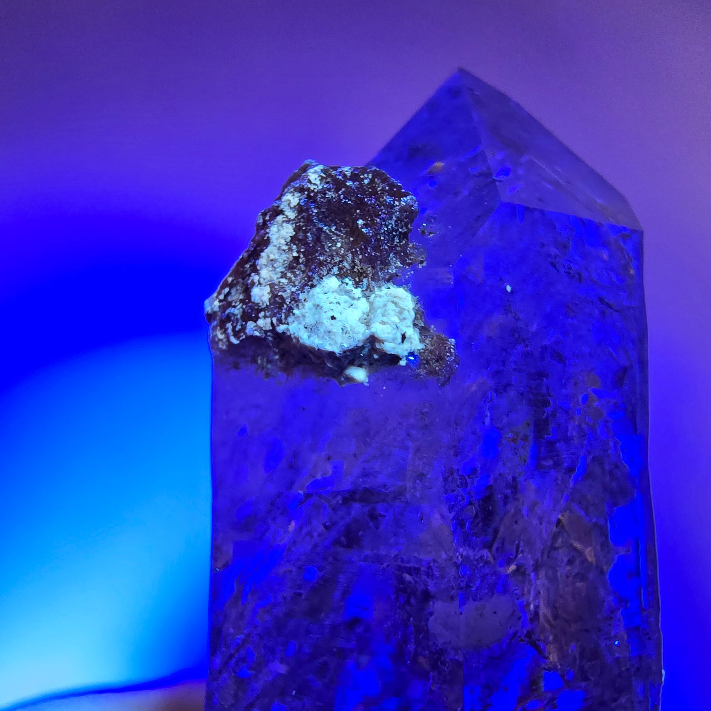 Sceptre d'améthyste squelette Enhydro DT UV Calcite 2x Bubble Valentine Pocket Namibie 106*35*26mm