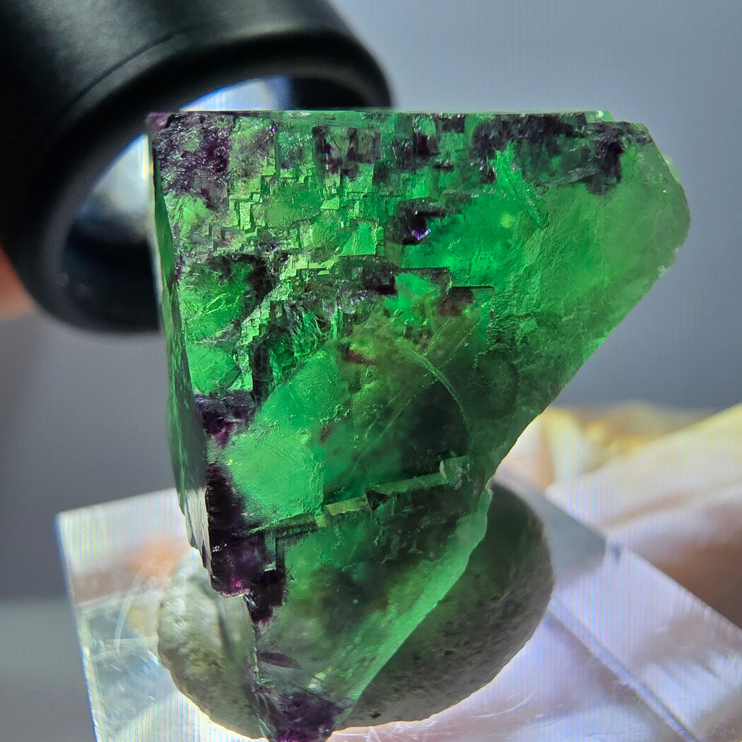 Phantom Fluorit Würfel parkettiert, zonal, grün lila Okorusu, Namibia 31*22*20mm